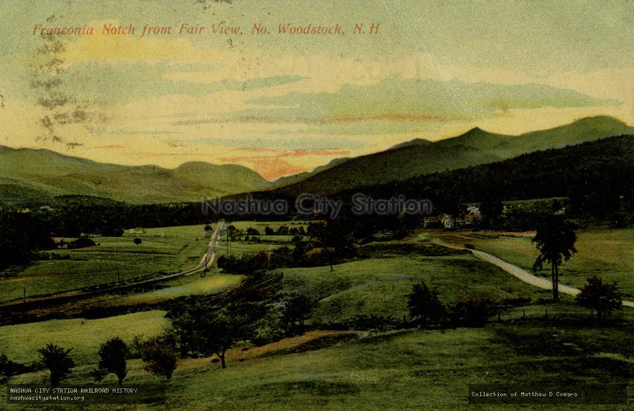 Postcard: Franconia Notch from Fair View, North Woodstock, N.H.